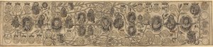ヘンリー 7 世、ヘンリー 8 世、エリザベス、ジェームズ、チャールズの肖像を含む家系図 作： British 17th Century
