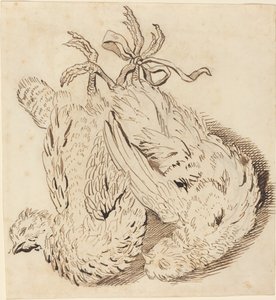 二羽の死んだニワトリ 作： British 18th Century