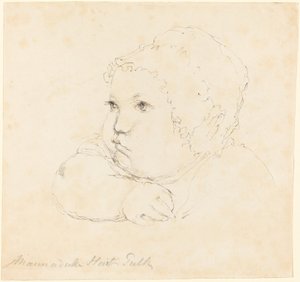 帽子をかぶった子供の頭 作： British 18th Century after John Flaxman