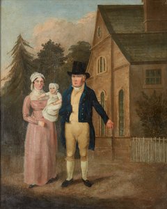 ジャスパー・ライルズと家族のグループの肖像画（キャンバスに油彩） 作： British School