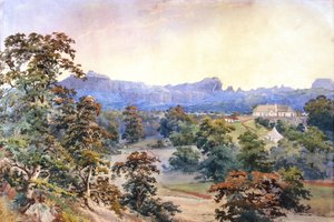 渓谷のホームステッド（水彩画） 作： British School
