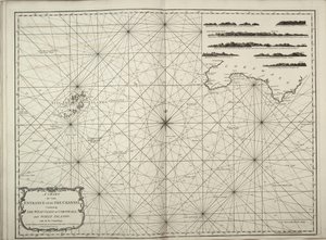 コーンウォールの西海岸とサイリー諸島を含む海峡の入り口の海図。 作： British School