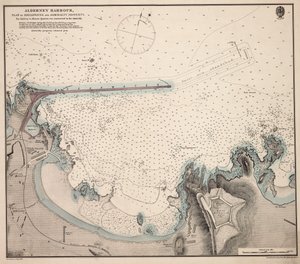 オルダニー港、防波堤と提督所有地の平面図 作： British School