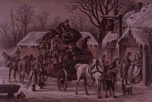 路上でのクリスマス、コーチはお祝いのゲームを積んでいます 作： British School