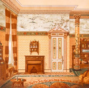 1880年代に出版された「McCulloch＆Gowが設計したインテリアデコレーション」からの審美的なインテリアのデザイン（カラーリソ） 作： British School