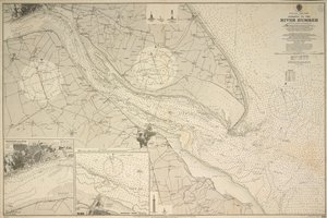 イギリス、東海岸、G.E.リチャーズ船長HM測量船「トリトン」（1899～1900年）が調査したハンバー川の入り口 作： British School