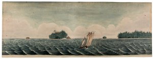 ココス諸島またはキーリングス諸島のヘア氏の住居、1830年頃（紙に水彩） 作： British School