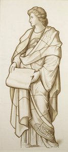 文学のミューズ - ステンドグラスの漫画、1890年頃（紙に水彩） 作： British School