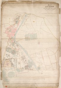 ラクナウの見取り図。1856年、第52歩兵中尉ムーサムによる測量図から作成。Lt. Infantry.(1856年頃（絹、紙）。