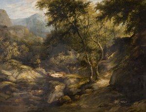 川の風景、19世紀半ば（キャンバスに油彩） 作： British School