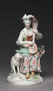 座る音楽家 ダービー磁器工場 1765年頃（軟磁性磁器 作： British School