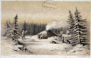 北アメリカとアラスカのカッチン族の冬の生息地「北極海探索遠征: ジョン・フランクリン卿の指揮下にある発見船を求めて、ルパートの土地と北極海を通るボート航海の日誌」」、ジョン・リッチ卿 作： British School
