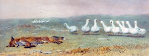 キツネとガチョウのゲーム、1868 作： Briton Riviere