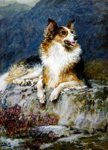 風景の中のコリー 作： Briton Riviere