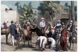 「ピラミッドへの出発」、1874年。 作： Bromley