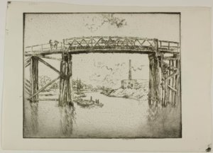 シカゴ - 北支流のバージ 作： Bror Julius Olsson Nordfeldt