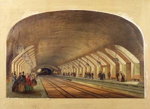 メトロポリタン鉄道、ベーカーストリート駅、クロモリトグラフ 作： Brothers Kell