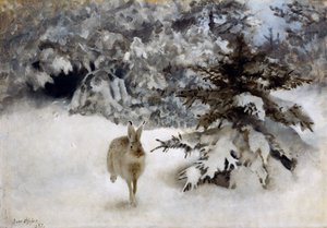 雪の中のうさぎ 作： Bruno Andreas Liljefors