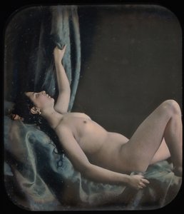 [ダナエを装った横たわる女性の裸体]、1850年代。 作： Bruno Braquehais