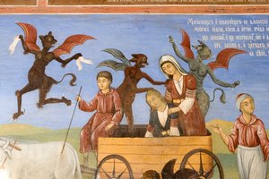 ブルガリア、リラ修道院、聖母降誕教会のフレスコ画