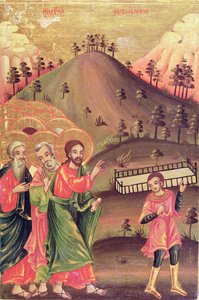 麻痺の治癒を描いたアイコン、1811 作： Bulgarian School