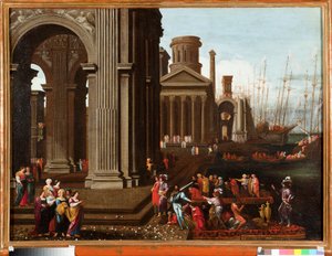 ブルトン人のキリスト教王女である聖ウルスラが、ローマの聖サイリアックと一緒に巡礼するための宿泊施設。 作： Buonamico Agostino Tassi