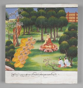または。 13534、f.6、ブッダの生涯の情景（羊皮紙）