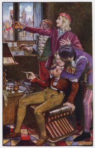 チャールズ・リード著「The Cloister and The Hearth」のイラスト（カラーリトグラフ 作： Byam (after) Shaw