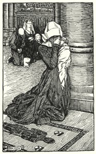 チャールズ・リードの「The Cloister and The Hearth」のイラスト（リトグラフ）。 作： Byam (after) Shaw