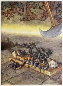 「彼らは積み重なって私に群がりました。」、Selected Tales of Mystery、pub より。 1909年（カラーリソ） 作： Byam Shaw