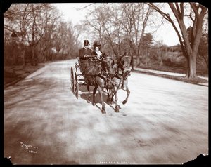 アンナヘルドとフローレンツジーグフェルドが1904年にニューヨークの馬車を運転（銀ゼラチンプリント）
