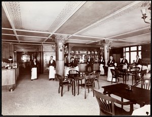 ホテルマジェスティックのカフェ、1902年（銀ゼラチンプリント） 作： Byron Company