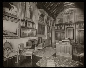 1893-94年、ニューヨーク州タリータウンにあるヘレングールド邸（後期のジェイグールド邸）のアートギャラリー（銀ゼラチンプリント） 作： Byron Company
