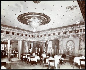 マレーのホテルのレストラン、1908年頃（銀ゼラチンプリント）