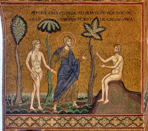 神はアダムにイブを紹介します, ビザンチンモザイク, XII-XIII秒, カウンターファサード (モザイク) 作： Byzantine