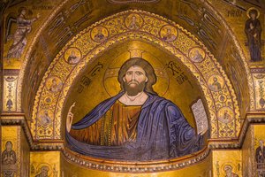 画像, の, イエス, サンタ・マリア・ヌオーヴァ大聖堂, モンレアーレ, シチリア, イタリア, ヨーロッパ 作： Byzantine