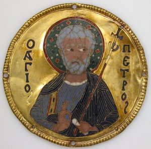 イコン額の聖ペテロのメダイヨン 1100年頃（金・銀・エナメル七宝
