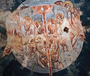 天使たち - Peinture de Damiane (14 世紀に活躍) - 14 世紀 - フレスコ画 - 聖ジョージ修道院、ウビシ (Georgie) ©FineArtImages/Leemage 作： Byzantine
