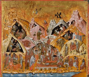 聖サバの生神女就寝、16世紀末。 作： Byzantine