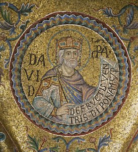 13世紀のサンマルコ寺院の内部モザイクのダビデ王詳細 作： Byzantine Byzantine