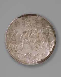 ダビデとゴリアテの戦いのプレート、629-30（シルバー） 作： Byzantine Byzantine