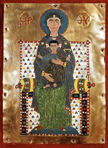 ビザンチン美術「幼子を連れた聖母」（幼子を連れた聖母）12世紀のエモー（エナメル 作： Byzantine School
