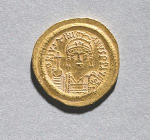 ユスティニアヌス1世のソリドゥス 作： Byzantine School
