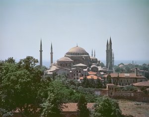 AD 537に建てられたハギアソフィア大聖堂の眺め 作： Byzantine School