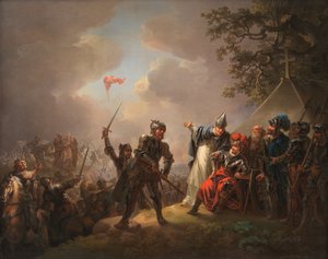 1219 年にエストニアで行われたリンダニセ (タリン) の戦いで、天から落ちたデンマーク国旗 (ダンネブローグ) の伝説