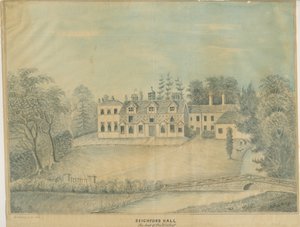 Seighford Hall：色付きのウォッシュドローイング、nd [19世紀半ば] 作： C.B Ash