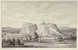 1849年にB.Barlocciniによって彫刻された初期ローマの架空の景色