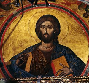 キリストを祝福する」聖ヨハネ神学者修道院のドームのフレスコ画（ユネスコ世界遺産登録 作： J.B. and Brown J. Rowbotham
