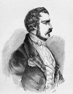 1848年から1852年までフランス第二共和国の大統領、1852年から1870年までフランス第二帝政の皇帝であったシャルル＝ルイ・ナポレオン・ボナパルト（ナポレオン3世）（1808-1873）の肖像、エングレーヴィング。 作： J.B. and Brown J. Rowbotham