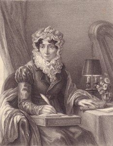 フランスの作家Stephanie-Felicite Ducrest de Saint Aubin, Madame de Genlis (1746-1830)の肖像、エングレーヴィング 作： J.B. and Brown J. Rowbotham